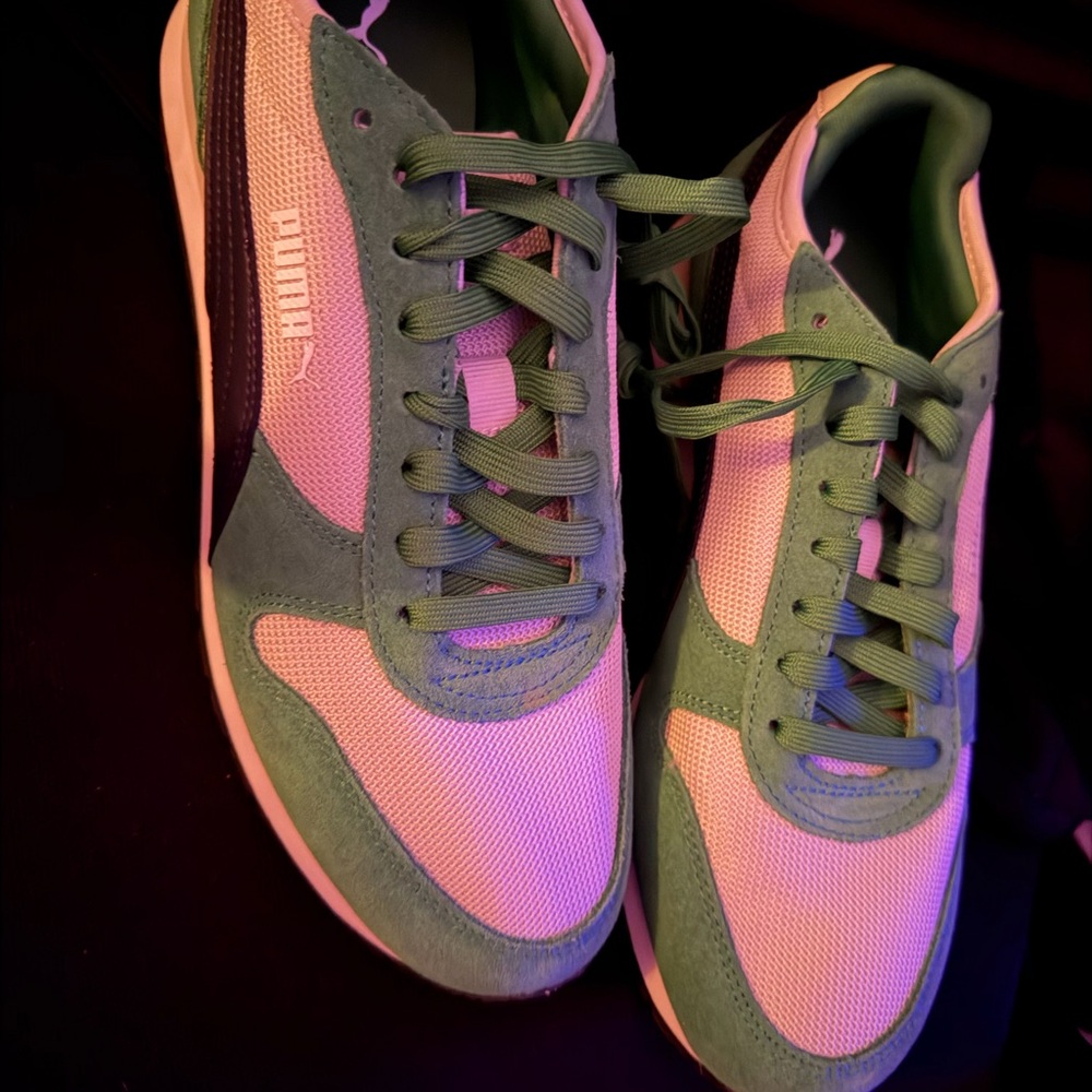 Puma Lace-Up Sneakers in Green and Purple - Picture 2 of 5